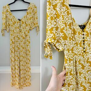 Nordstrom Code x Mode Bohemian Resort‎ Feminine Yellow Floral Smock Jumpsuit S/M